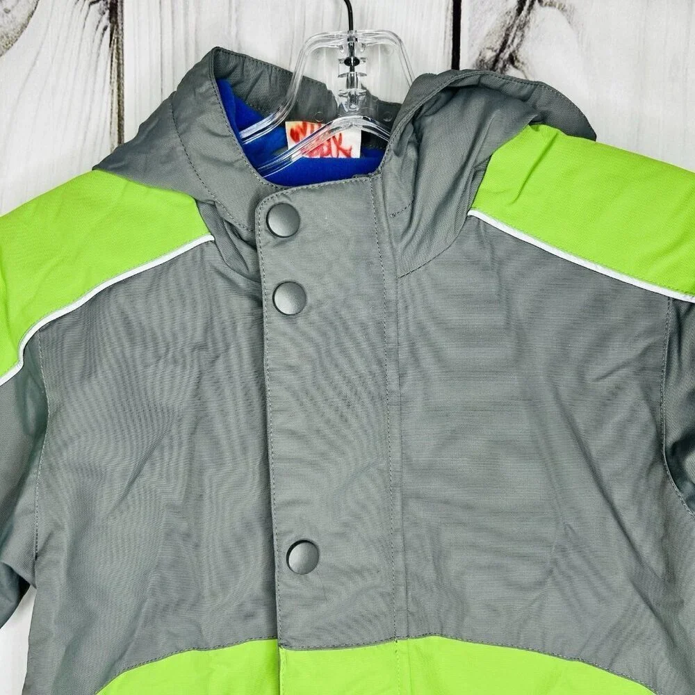 Hanna Andersson Sz 100 (4) Boys Green Gray Fleece Lined Hooded Parka Jacket